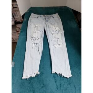 American Eagle Jeans Size 4 Womens Blue Cotton Pants Mid Rise Tom Girl Ankle